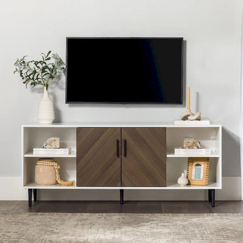 147-cm-TV-Schrank im modernen Stil mit Türen in Buchmatch-Optik
