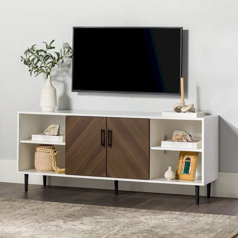 147-cm-TV-Schrank im modernen Stil mit Türen in Buchmatch-Optik