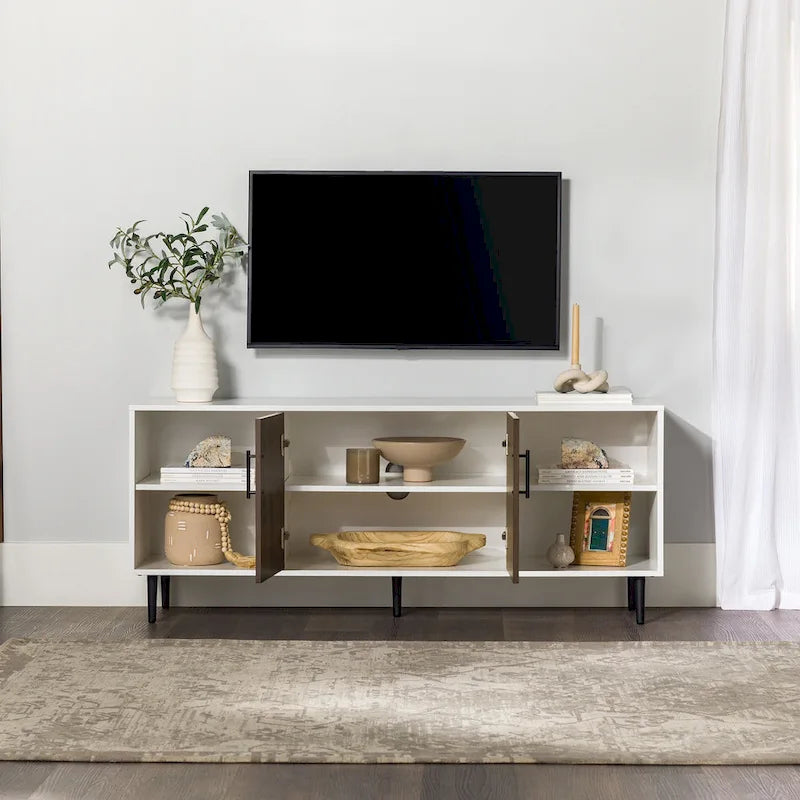 Mueble moderno para TV de 58 pulgadas con puertas de efecto chapado a juego
