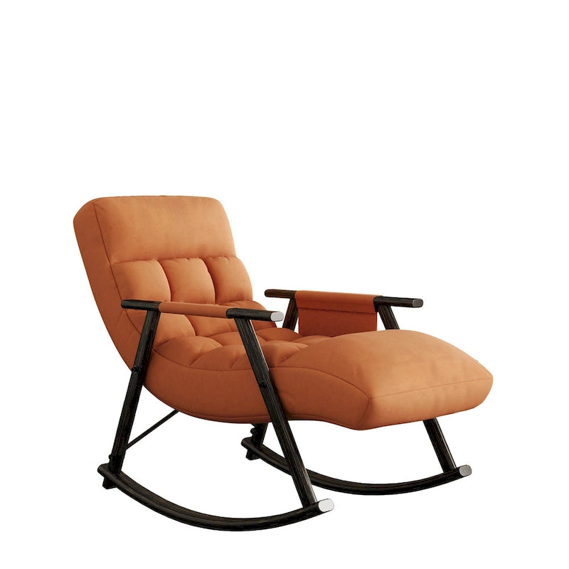 Lässiger, gepolsterter, faltbarer Schaukelstuhl, Lounge-Schaukelstuhl mit verstellbarer hoher Rückenlehne und Fußstütze
