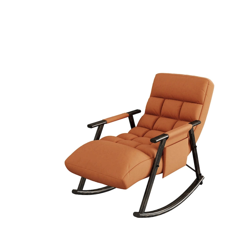 Lässiger, gepolsterter, faltbarer Schaukelstuhl, Lounge-Schaukelstuhl mit verstellbarer hoher Rückenlehne und Fußstütze