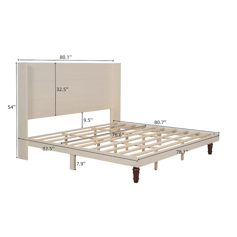 King-size platformbed met elegant hoog hoofdbord en comfortabele rugleuning