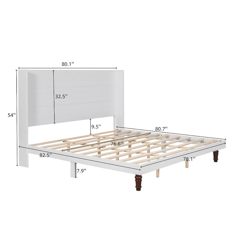 King-size platformbed met elegant hoog hoofdbord en comfortabele rugleuning