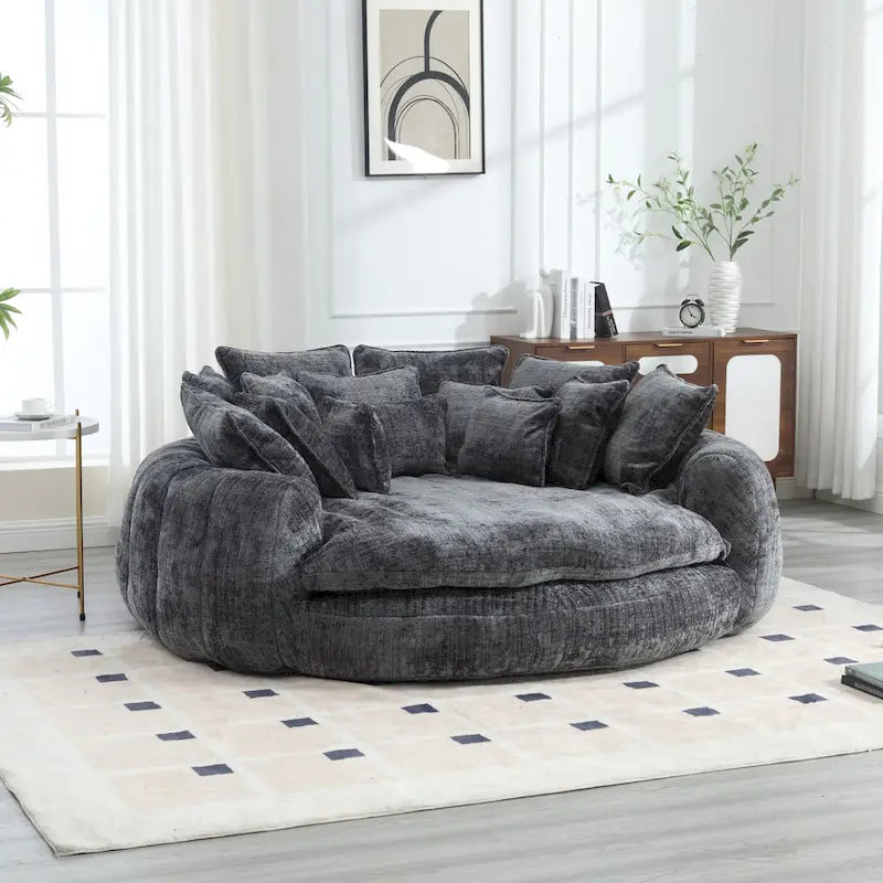 Bequemes Doppel-Schlafsofa in Laibungsform, übergroßes Schlafsofa mit Armlehnen