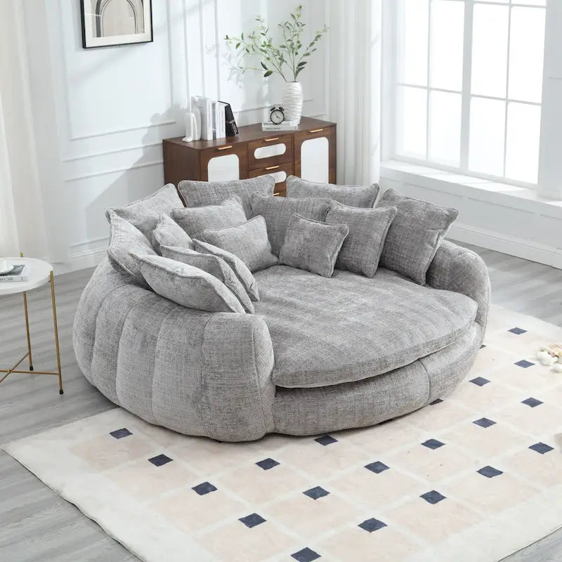 Bequemes Doppel-Schlafsofa in Laibungsform, übergroßes Schlafsofa mit Armlehnen