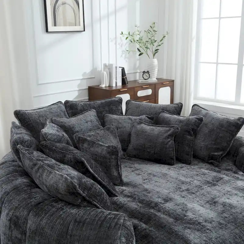 Bequemes Doppel-Schlafsofa in Laibungsform, übergroßes Schlafsofa mit Armlehnen