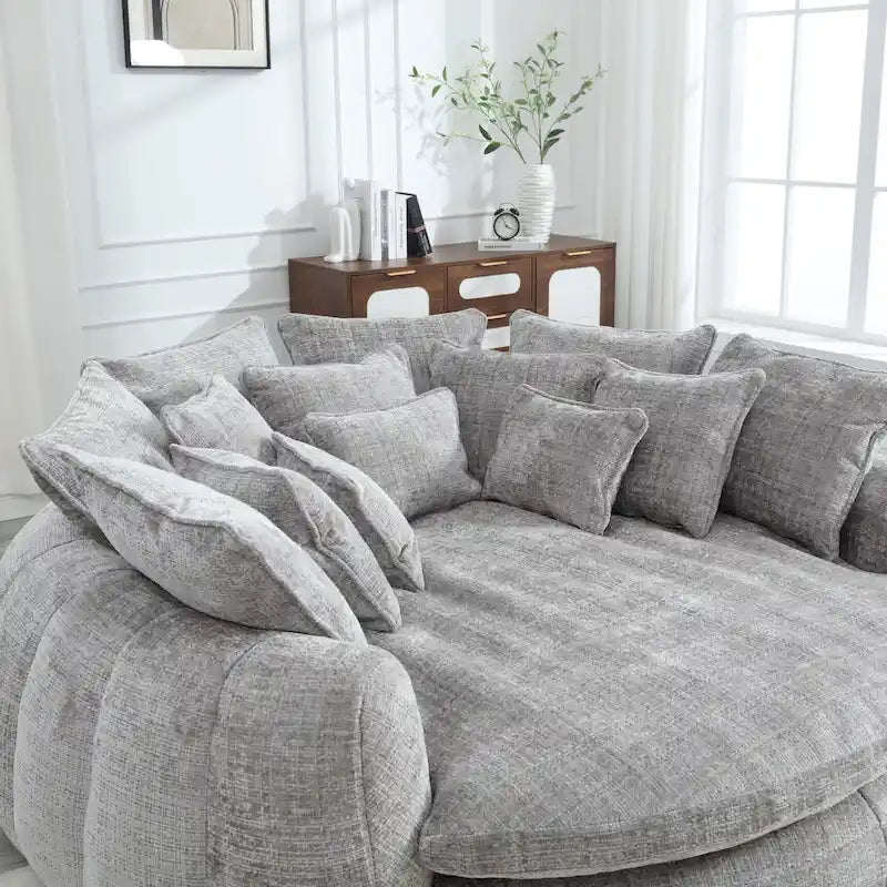 Bequemes Doppel-Schlafsofa in Laibungsform, übergroßes Schlafsofa mit Armlehnen