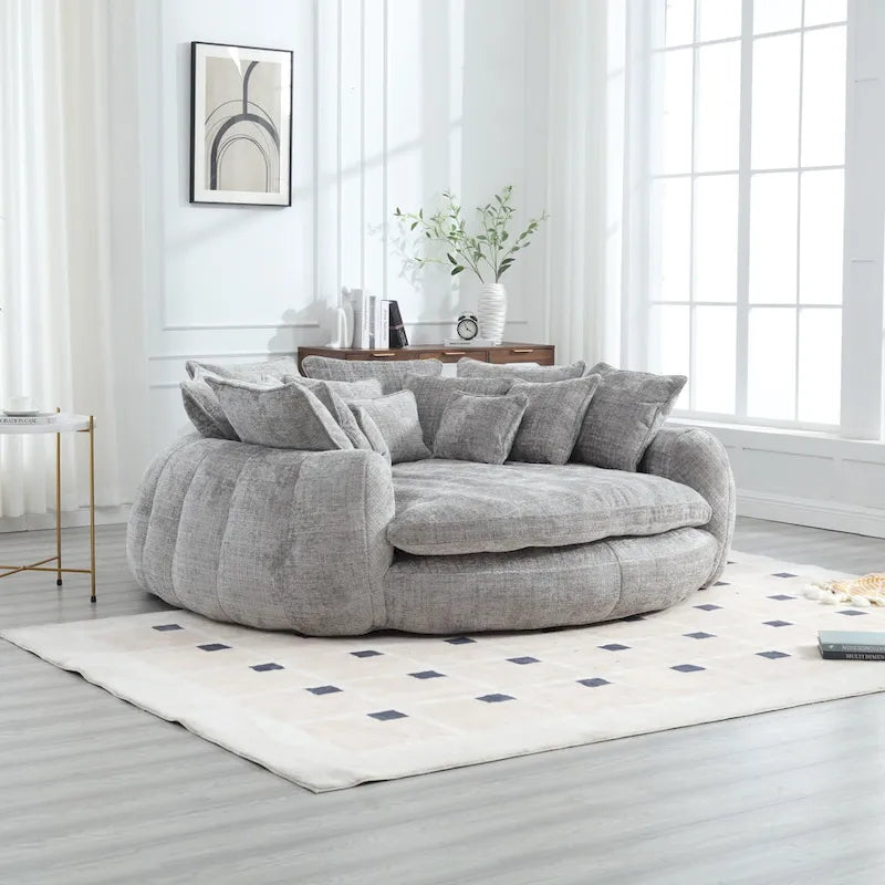 Bequemes Doppel-Schlafsofa in Laibungsform, übergroßes Schlafsofa mit Armlehnen