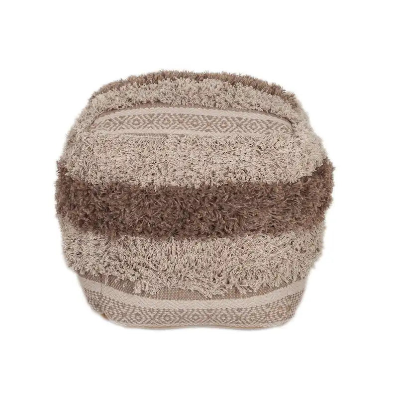 Puf otomano a rayas - 18 - beige y marrón