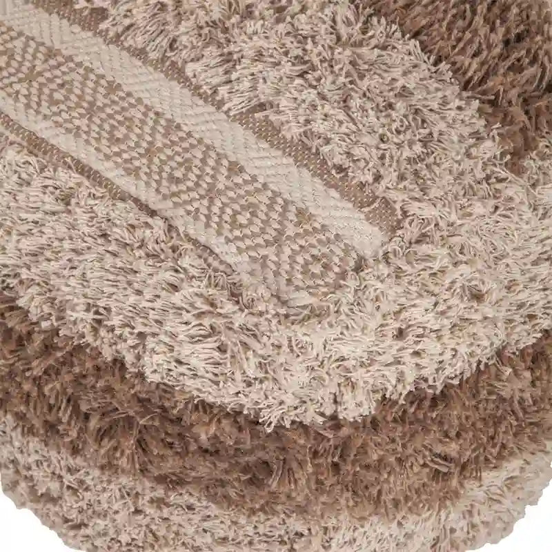 Puf otomano a rayas - 18 - beige y marrón