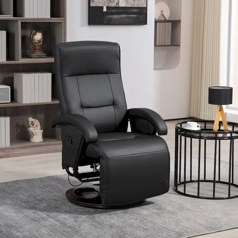 Sillón lounge moderno de cuero PU, sillón reclinable giratorio acolchado con reposabrazos, reposapiés y respaldo ajustable