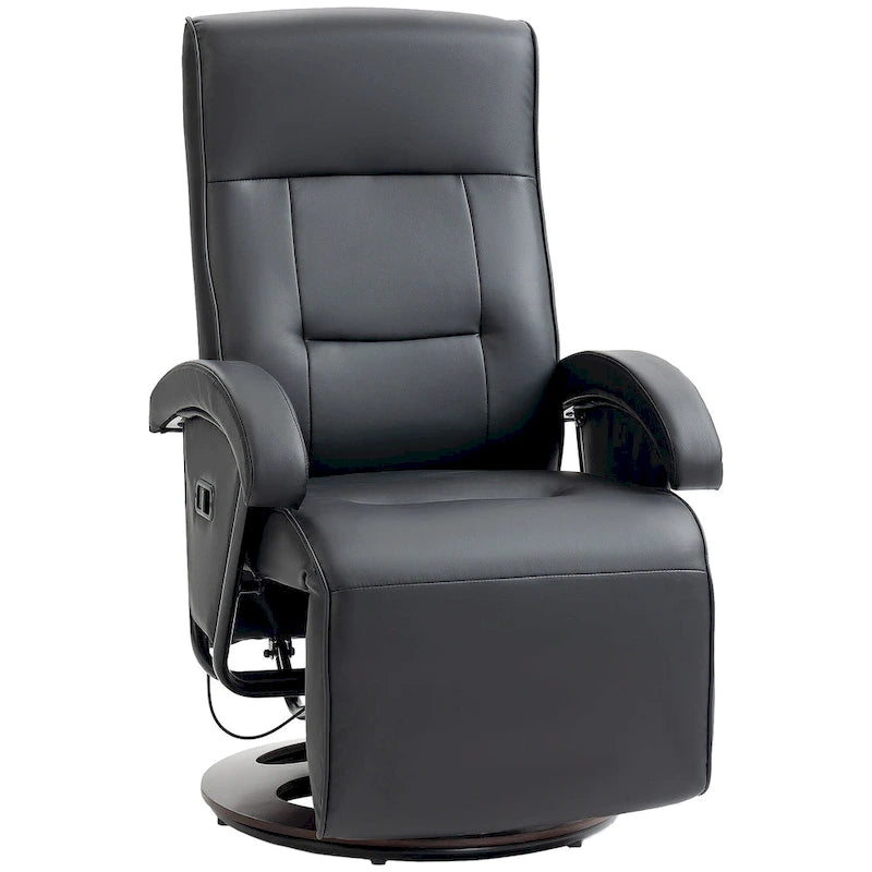 Sillón lounge moderno de cuero PU, sillón reclinable giratorio acolchado con reposabrazos, reposapiés y respaldo ajustable