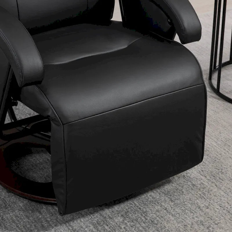 Sillón lounge moderno de cuero PU, sillón reclinable giratorio acolchado con reposabrazos, reposapiés y respaldo ajustable