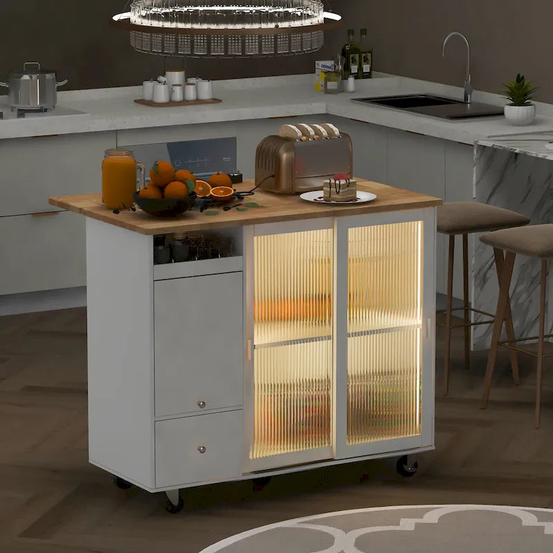 Isla de cocina con extensión abatible (no incluye taburete)