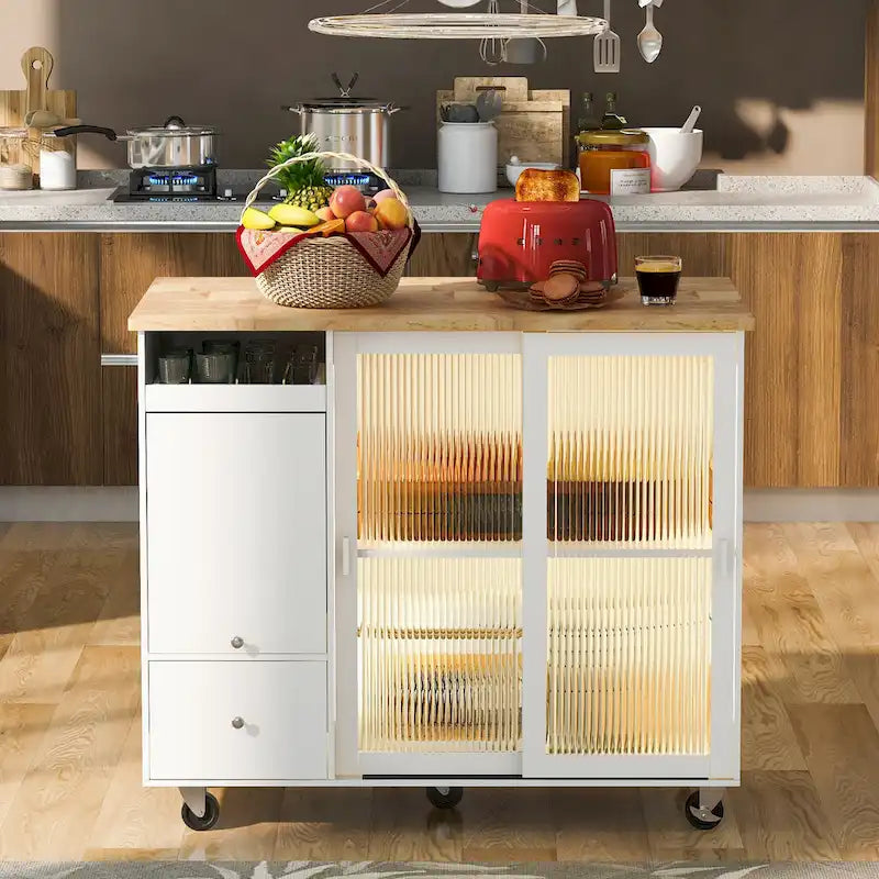 Isla de cocina con extensión abatible (no incluye taburete)