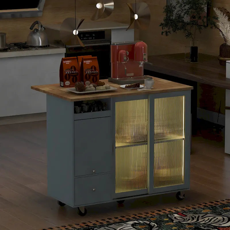 Isla de cocina con extensión abatible (no incluye taburete)