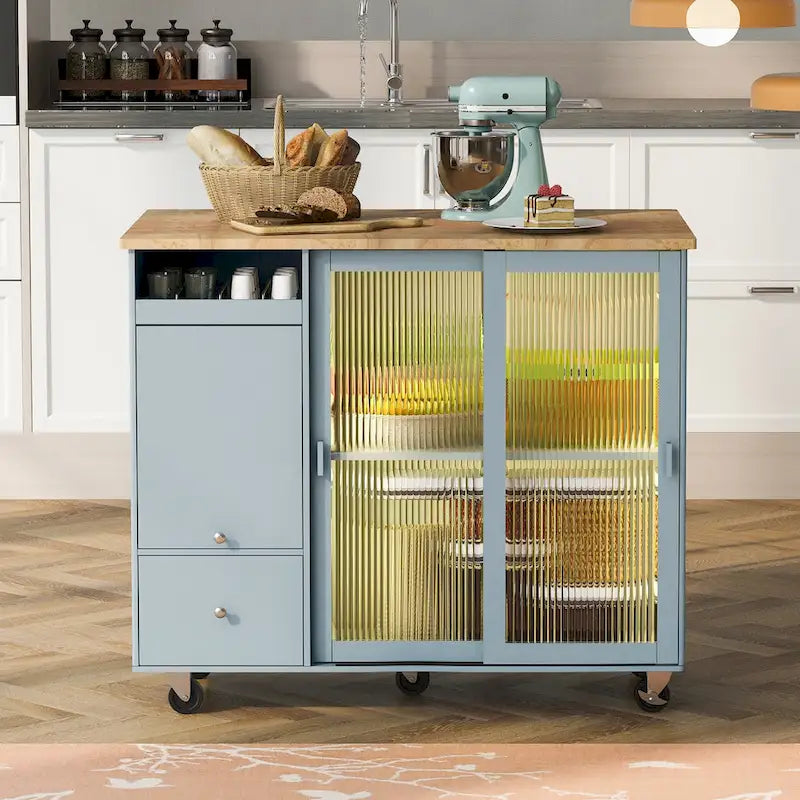 Isla de cocina con extensión abatible (no incluye taburete)