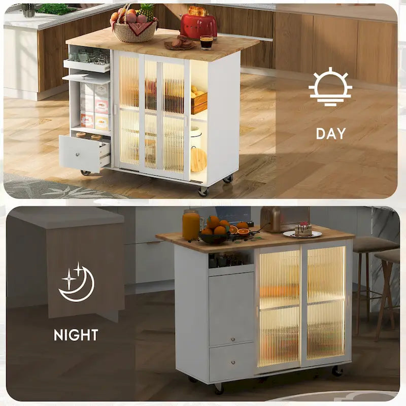 Isla de cocina con extensión abatible (no incluye taburete)