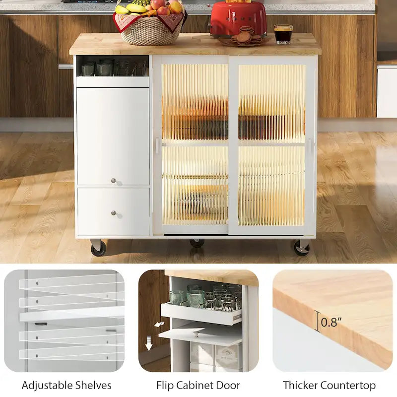 Isla de cocina con extensión abatible (no incluye taburete)