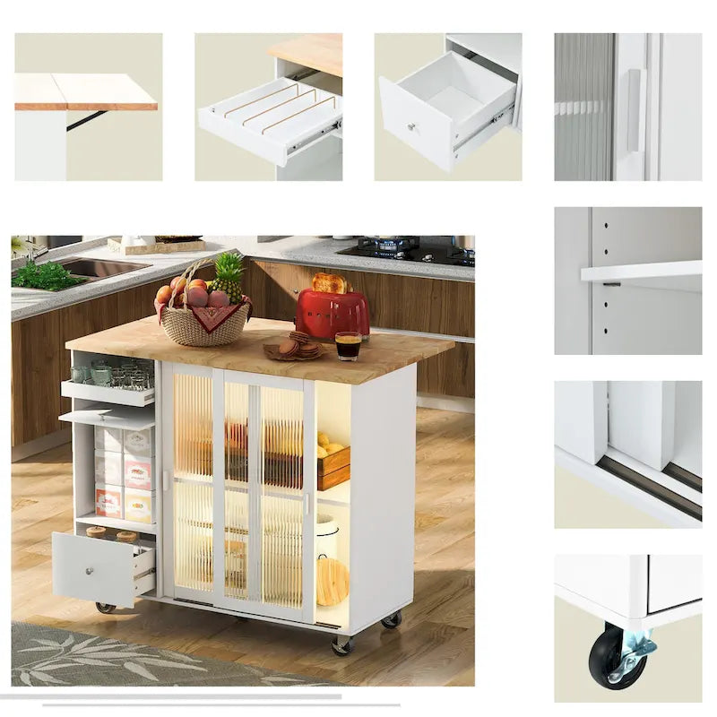 Isla de cocina con extensión abatible (no incluye taburete)