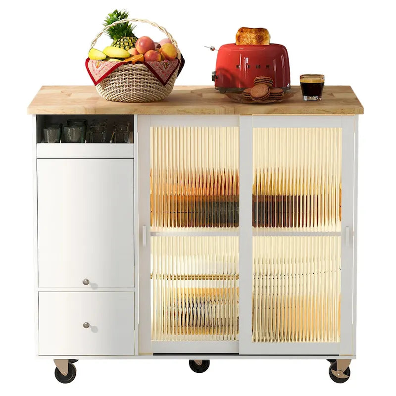 Isla de cocina con extensión abatible (no incluye taburete)