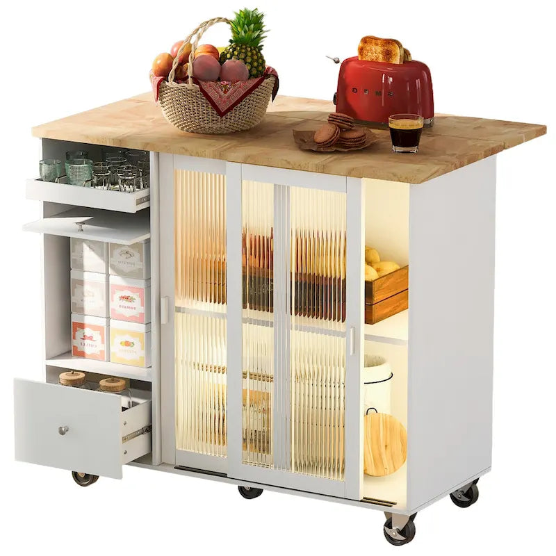 Isla de cocina con extensión abatible (no incluye taburete)