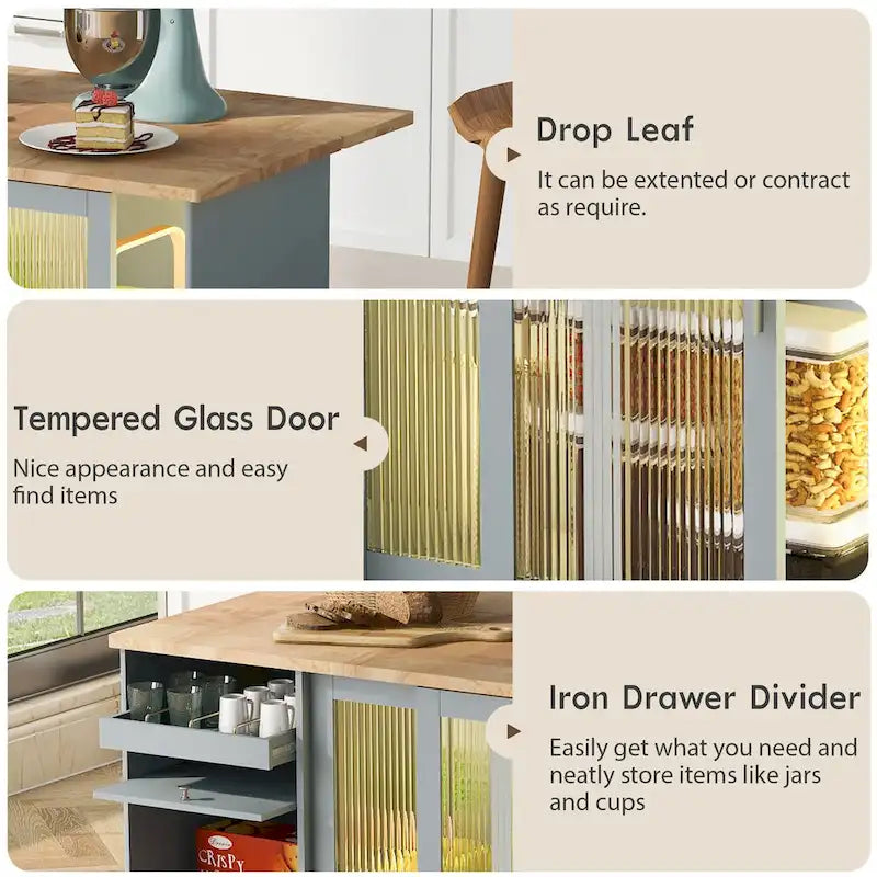 Isla de cocina con extensión abatible (no incluye taburete)