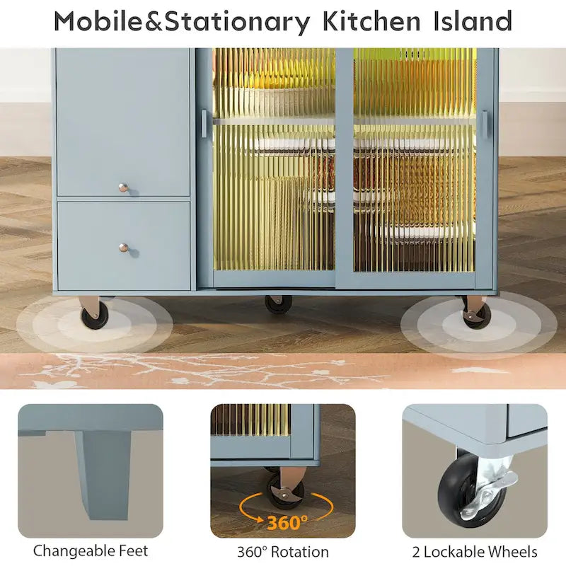 Isla de cocina con extensión abatible (no incluye taburete)