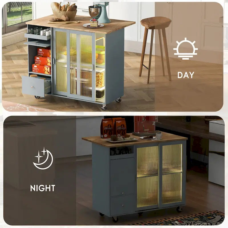 Isla de cocina con extensión abatible (no incluye taburete)