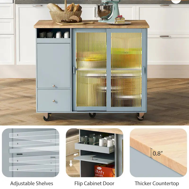 Isla de cocina con extensión abatible (no incluye taburete)