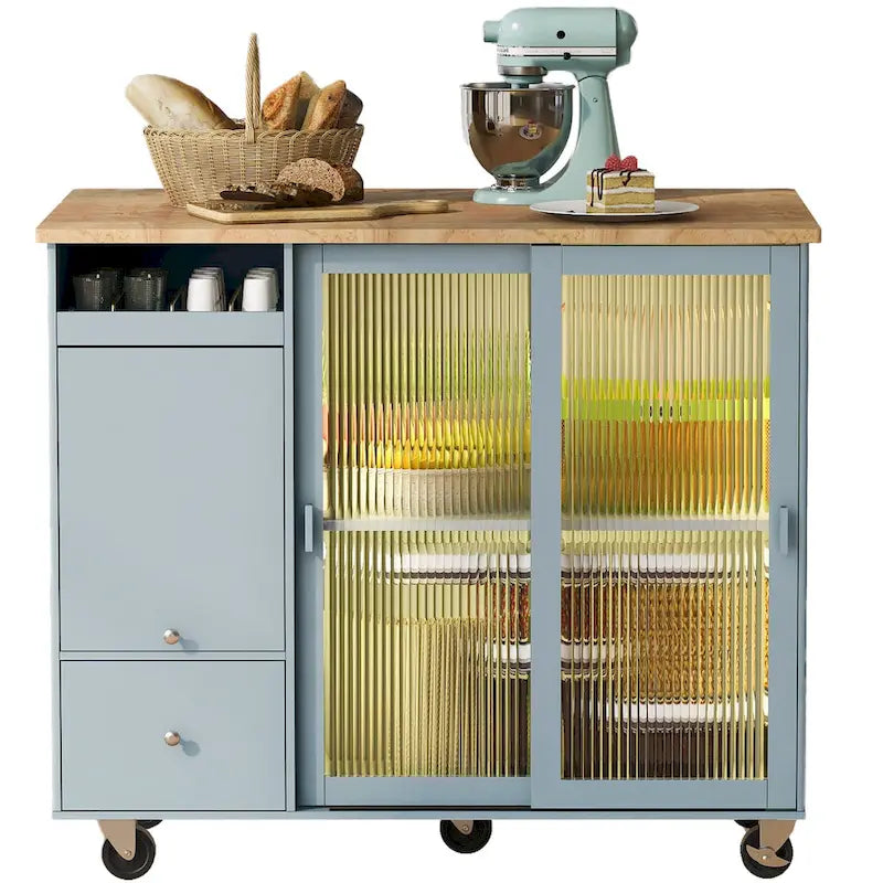 Isla de cocina con extensión abatible (no incluye taburete)