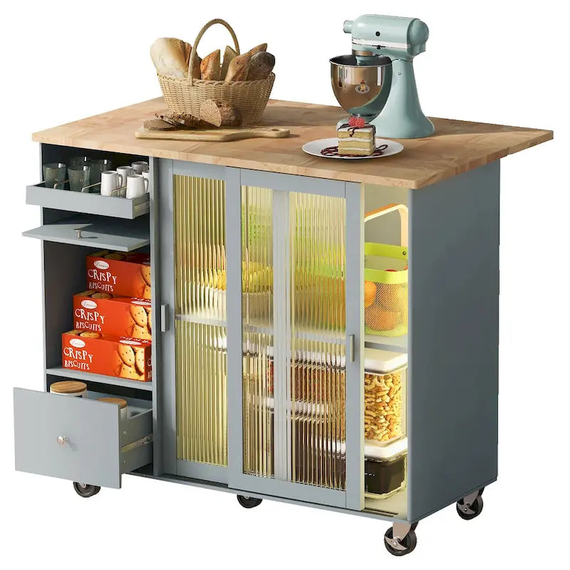 Isla de cocina con extensión abatible (no incluye taburete)