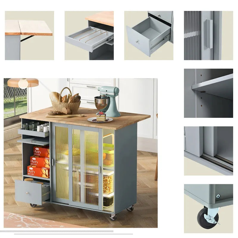 Isla de cocina con extensión abatible (no incluye taburete)