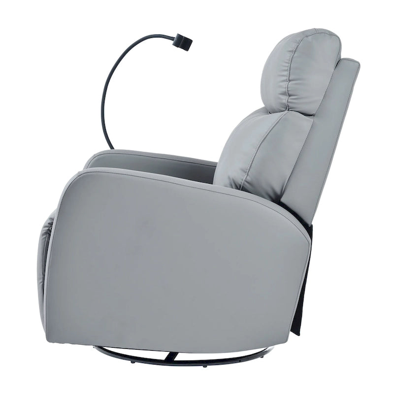Sillón reclinable giratorio eléctrico de PU con giro de 270°, reclinación eléctrica de 95-160 y dos puertos USB - capacidad de 330lb