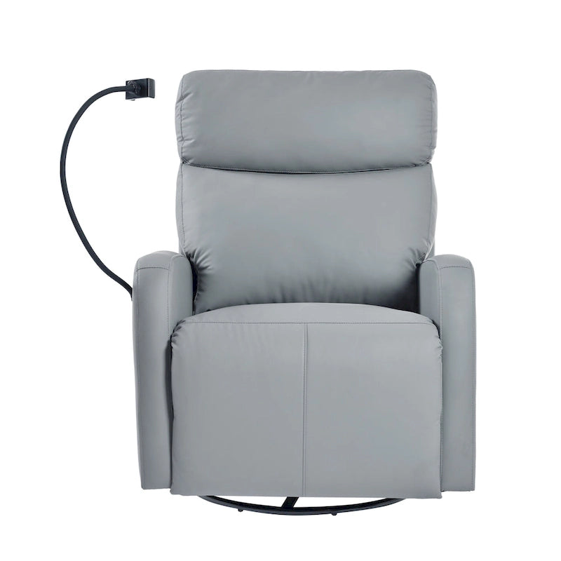 Sillón reclinable giratorio eléctrico de PU con giro de 270°, reclinación eléctrica de 95-160 y dos puertos USB - capacidad de 330lb