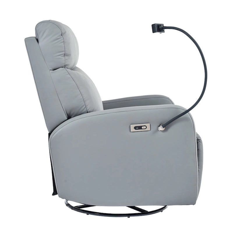 Sillón reclinable giratorio eléctrico de PU con giro de 270°, reclinación eléctrica de 95-160 y dos puertos USB - capacidad de 330lb