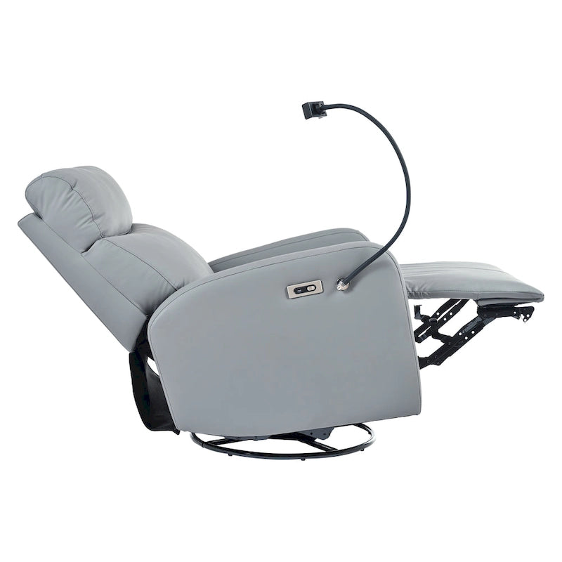 Sillón reclinable giratorio eléctrico de PU con giro de 270°, reclinación eléctrica de 95-160 y dos puertos USB - capacidad de 330lb