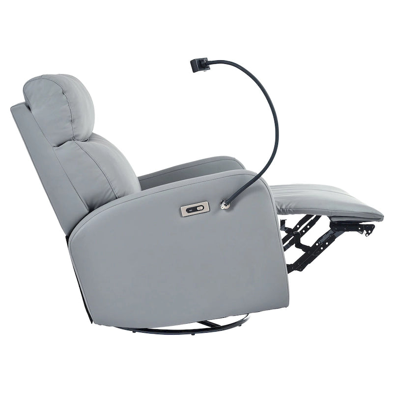 Sillón reclinable giratorio eléctrico de PU con giro de 270°, reclinación eléctrica de 95-160 y dos puertos USB - capacidad de 330lb