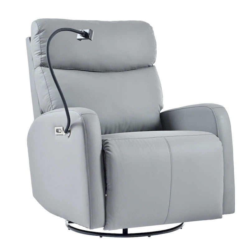 Sillón reclinable giratorio eléctrico de PU con giro de 270°, reclinación eléctrica de 95-160 y dos puertos USB - capacidad de 330lb