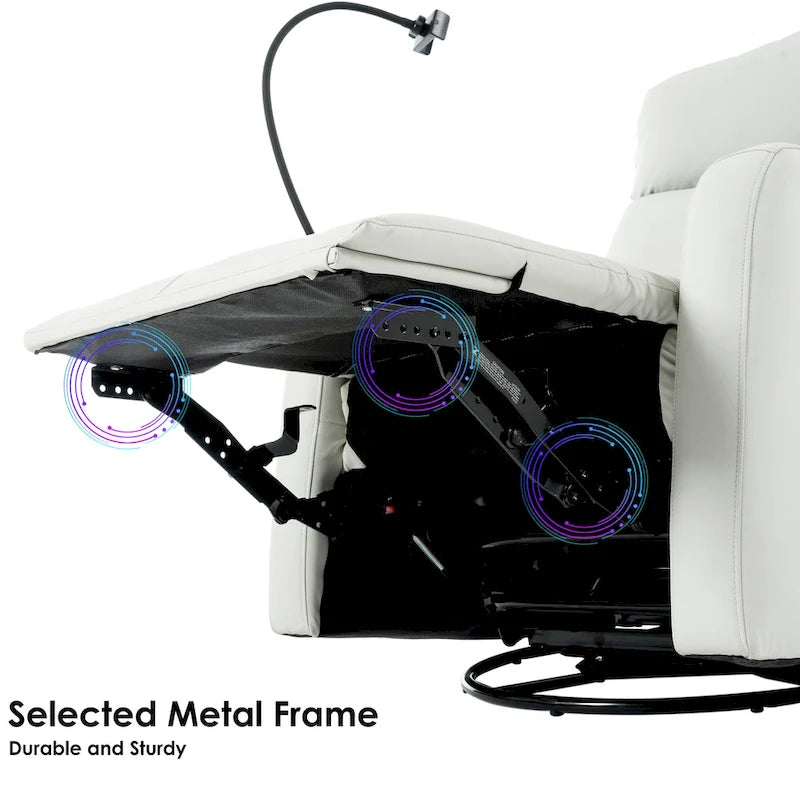 Sillón reclinable giratorio eléctrico de PU con giro de 270°, reclinación eléctrica de 95-160 y dos puertos USB - capacidad de 330lb