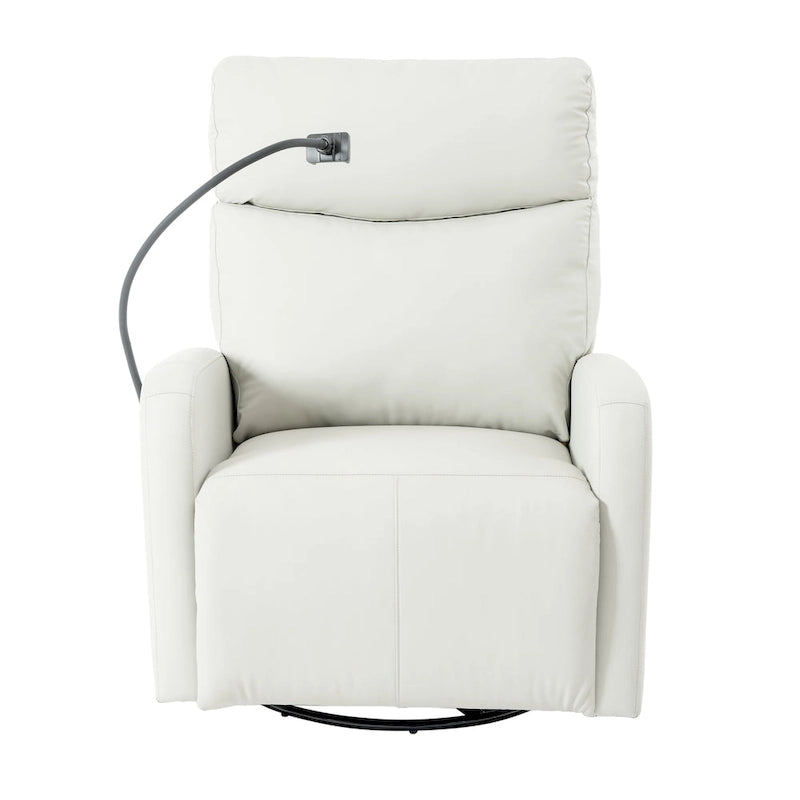 Sillón reclinable giratorio eléctrico de PU con giro de 270°, reclinación eléctrica de 95-160 y dos puertos USB - capacidad de 330lb