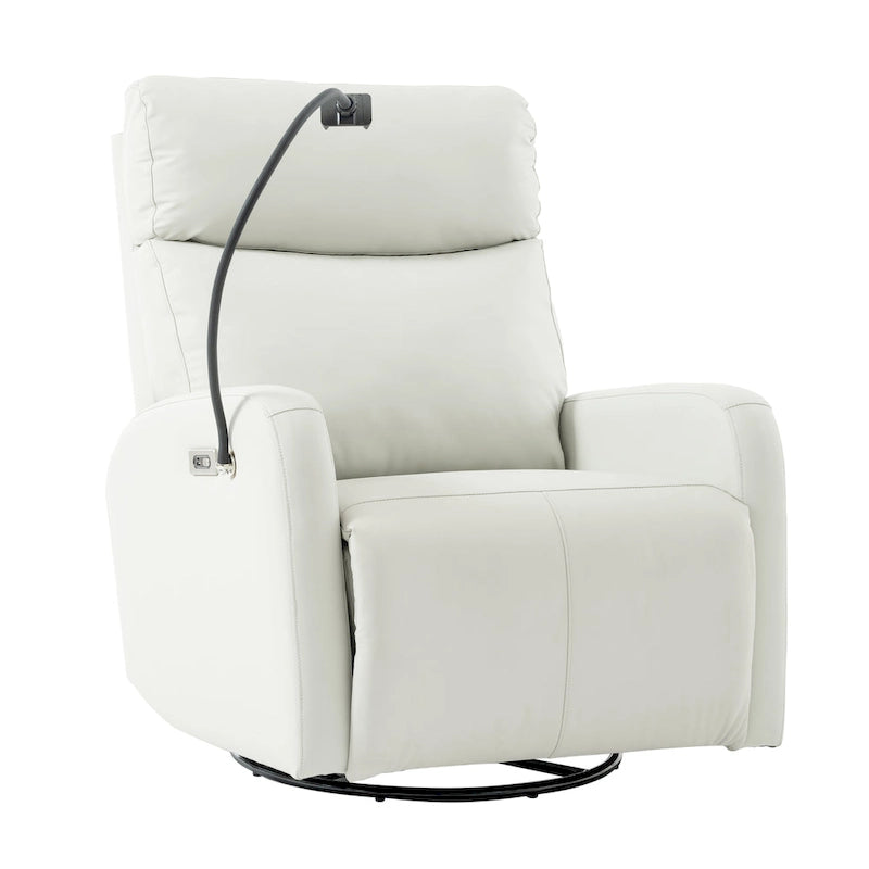 Sillón reclinable giratorio eléctrico de PU con giro de 270°, reclinación eléctrica de 95-160 y dos puertos USB - capacidad de 330lb