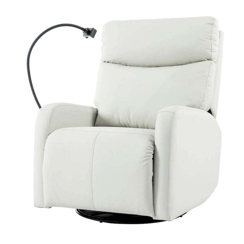 Sillón reclinable giratorio eléctrico de PU con giro de 270°, reclinación eléctrica de 95-160 y dos puertos USB - capacidad de 330lb