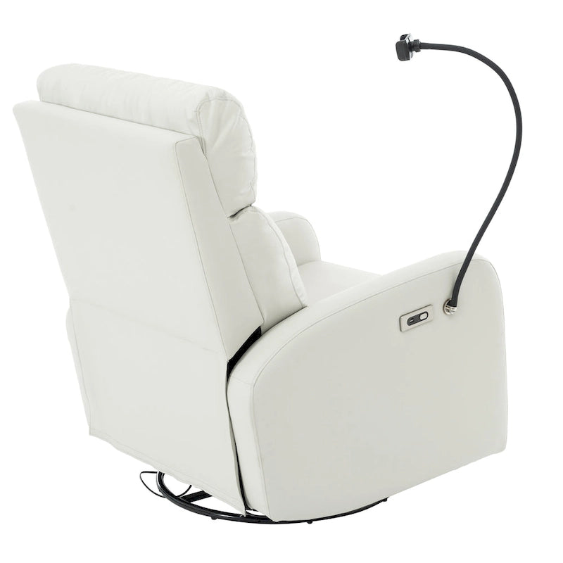 Sillón reclinable giratorio eléctrico de PU con giro de 270°, reclinación eléctrica de 95-160 y dos puertos USB - capacidad de 330lb