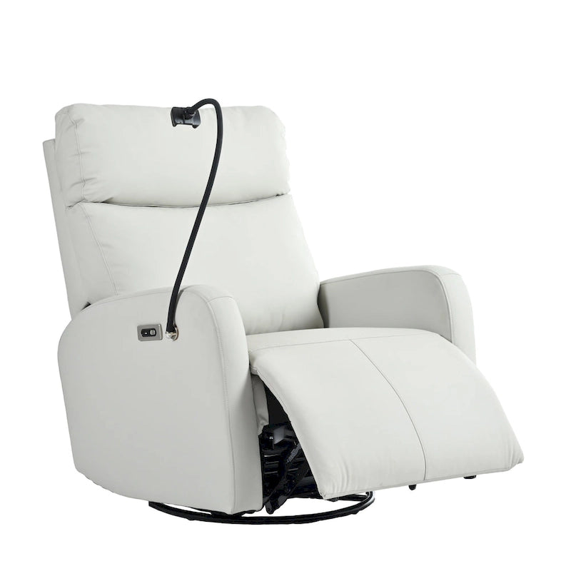 Sillón reclinable giratorio eléctrico de PU con giro de 270°, reclinación eléctrica de 95-160 y dos puertos USB - capacidad de 330lb