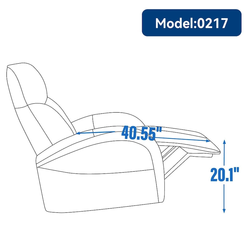 Sillón reclinable eléctrico giratorio de cuero genuino azul con carga USB