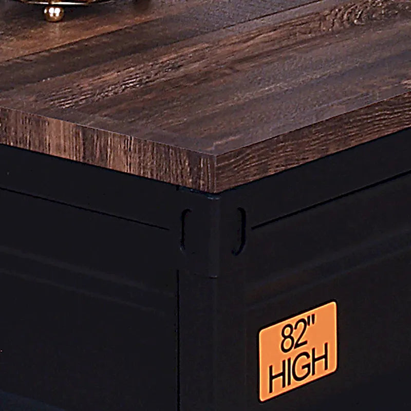 Mesa de centro industrial elevable de 47.5 pulgadas en negro y nogal
