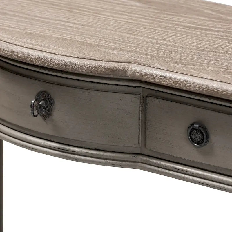 Holz-Konsolentisch im French-Country-Stil mit grauer Oberfläche und 1 Schublade