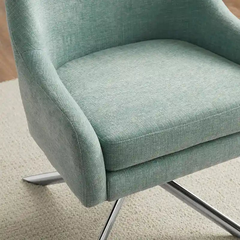 Sillón decorativo giratorio tapizado con base cromada