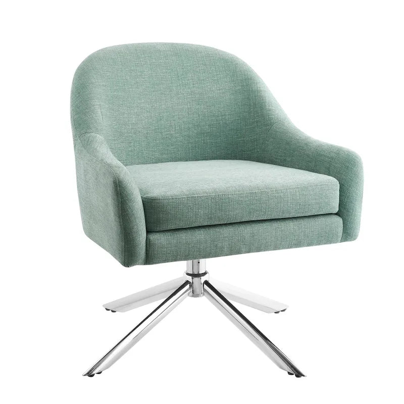 Sillón decorativo giratorio tapizado con base cromada